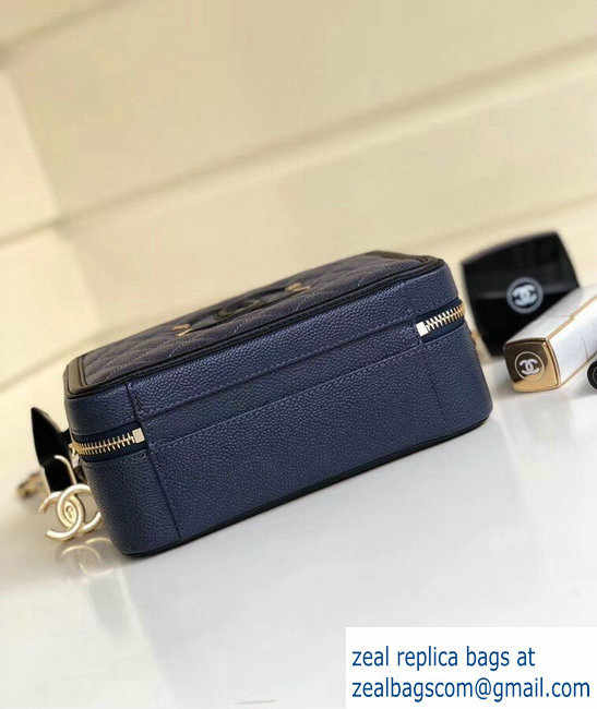 Chanel CC Filigree Grained Vanity Case Medium Bag A93343 Navy Blue/Black