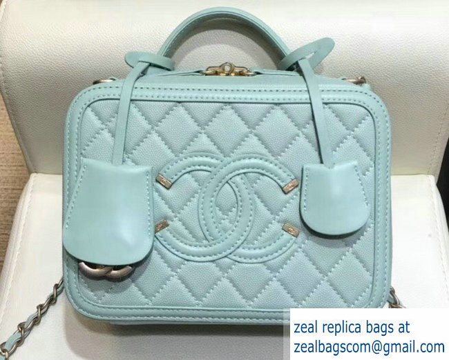 Chanel CC Filigree Grained Vanity Case Medium Bag A93343 Pale Green