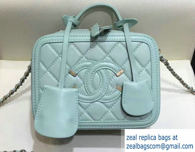 Chanel CC Filigree Grained Vanity Case Mini Bag A93342 Pale Green