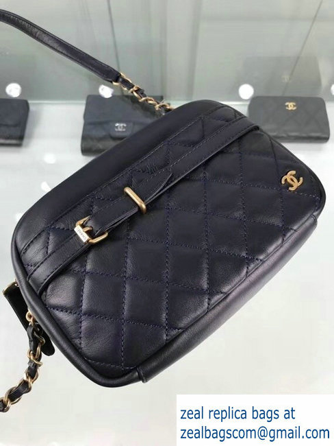 Chanel Calfskin Camera Case Bag with Belt A57658 Navy Blue 2018