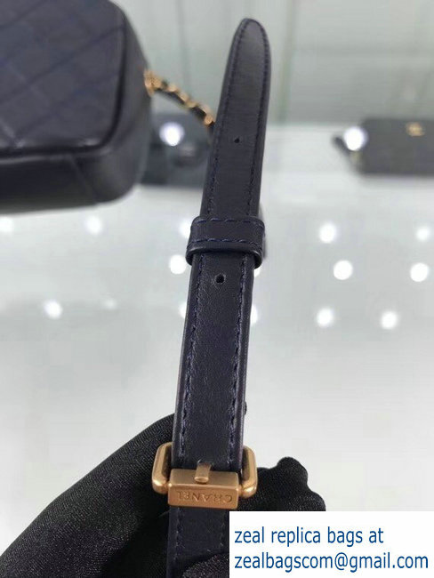 Chanel Calfskin Camera Case Bag with Belt A57658 Navy Blue 2018