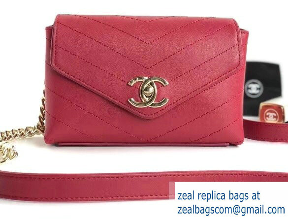 Chanel Calfskin Coco Chevron Waist Bag Red A57592 2018