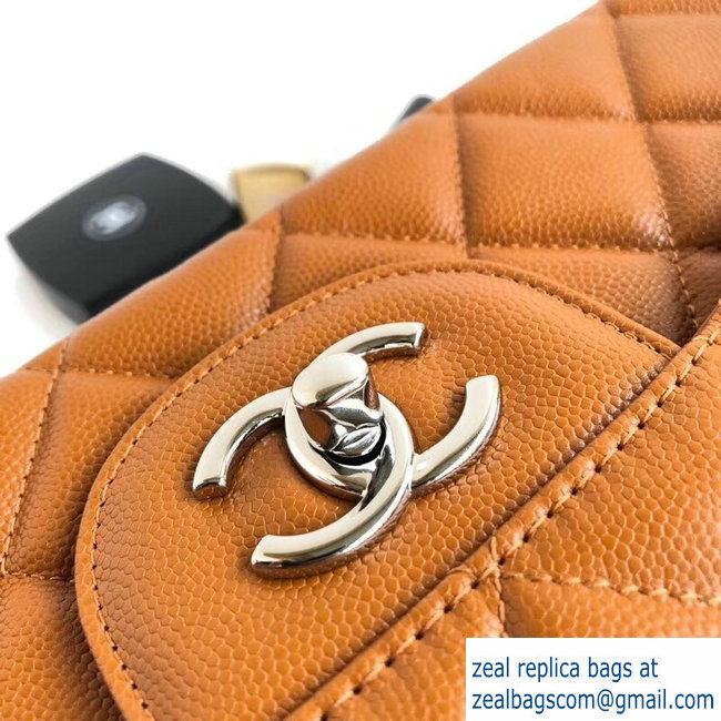 Chanel Caviar Classic jumbo Flap Bag 1113 Caramel with silver Hardware