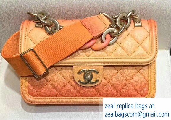 Chanel Caviar Leather Sunset On The Sea Small Flap Bag AS0061 Orange 2018