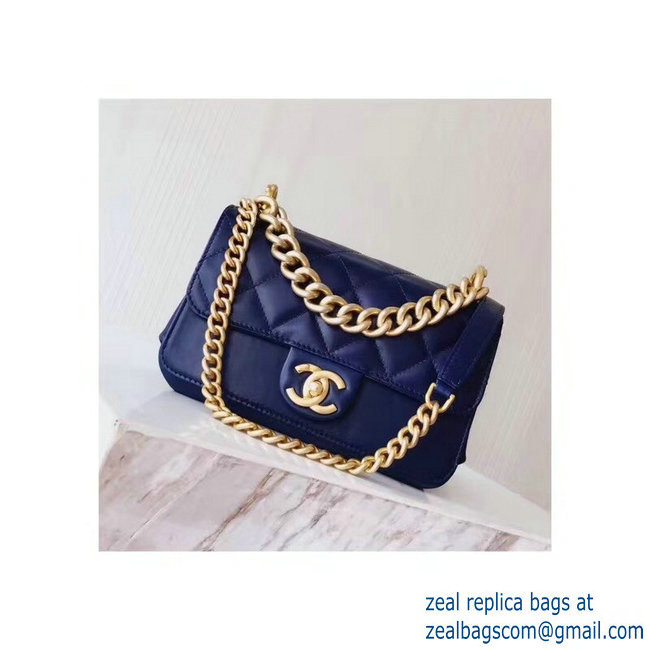 Chanel Chain Flap Small Bag Blue 2018