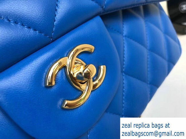 Chanel Classic Flap Medium Bag 1112 cobalt blue in Sheepskin Leather with silver Hardware