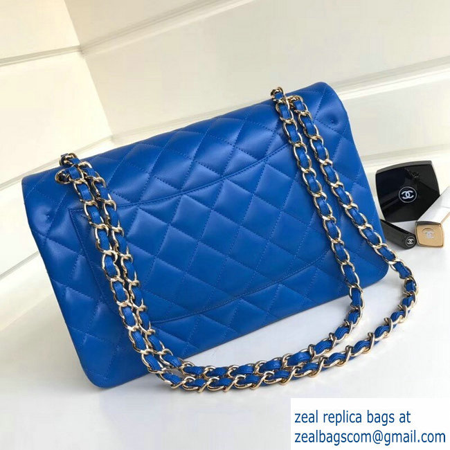 Chanel Classic Flap Medium Bag 1112 cobalt blue in Sheepskin Leather with silver Hardware - Click Image to Close