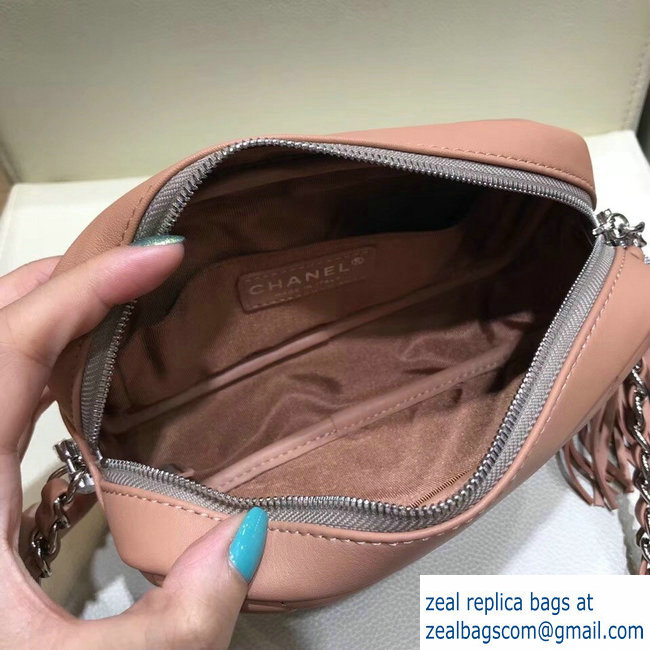 Chanel Fringe Calfskin Mini Camera Case Bag A57617 Apricot 2018