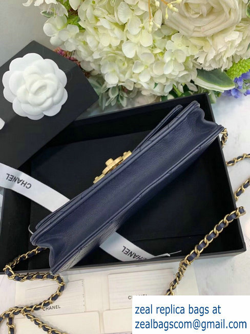Chanel Goatskin Gold-Tone Metal Wallet On Chain WOC Bag A81419 Navy Blue 2018
