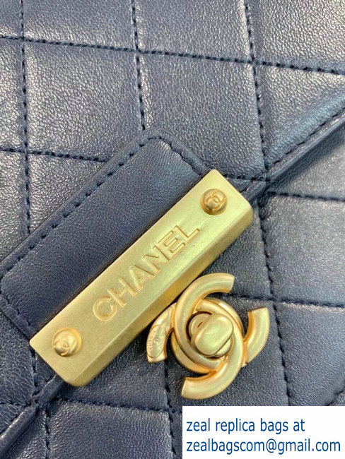 Chanel Goatskin Gold-Tone Metal Wallet On Chain WOC Bag A81419 Navy Blue 2018
