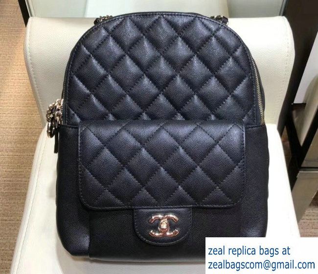 Chanel Grained Calfskin CC Day Backpack Bag Black 2018