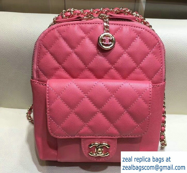 Chanel Grained Calfskin CC Day Backpack Mini Bag AS0004 Dark Pink 2018