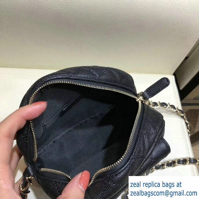 Chanel Grained Calfskin CC Day Mini Camera Case Bag AS0005 Black 2018 - Click Image to Close
