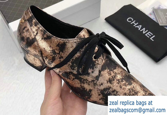 Chanel Lace-ups Shoes G34275 Laminated Bronze 2018