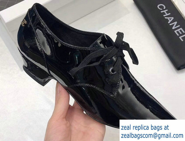 Chanel Lace-ups Shoes G34275 Patent Black 2018
