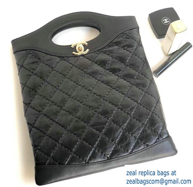 Chanel Metallic Crumpled Chanel 31 Small Shopping Bag AS0091 Black 2018