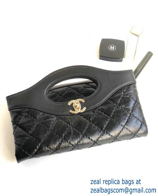 Chanel Metallic Crumpled Chanel 31 Small Shopping Bag AS0091 Black 2018