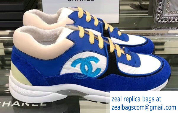Chanel Nylon Lambskin and Suede Calfskin Sneakers G34360 Blue 2019