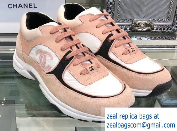 Chanel Nylon Lambskin and Suede Calfskin Sneakers G34360 Nude Pink 2019