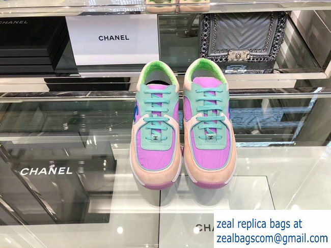 Chanel Nylon Lambskin and Suede Calfskin Sneakers G34360 Purple 2019