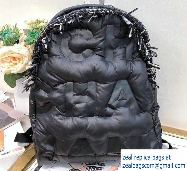 Chanel Nylon/Tweed Coco Neige Backpack Bag A91933 Black 2018