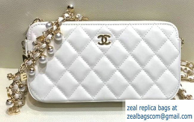 Chanel Pearls Clutch with Chain Bag A81985 White 2018