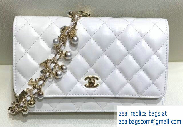 Chanel Pearls Wallet On Chain WOC Bag White 2018