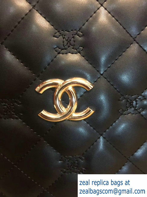 Chanel Quilting Trolley Travel Luggage Bag Black with All Over CC Logo