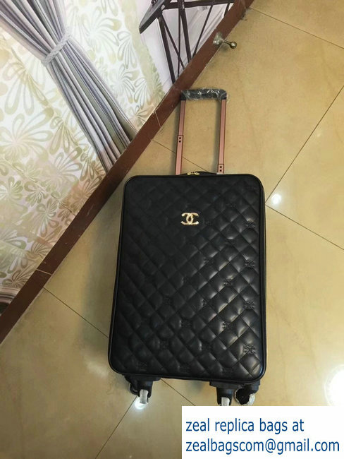 Chanel Quilting Trolley Travel Luggage Bag Black with All Over CC Logo