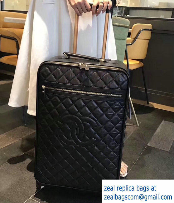 Chanel Quilting Trolley Travel Luggage Bag Black with CC Logo