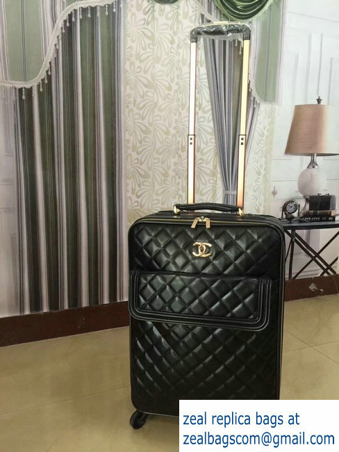 Chanel Quilting Trolley Travel Luggage Bag Black with Flap - Click Image to Close