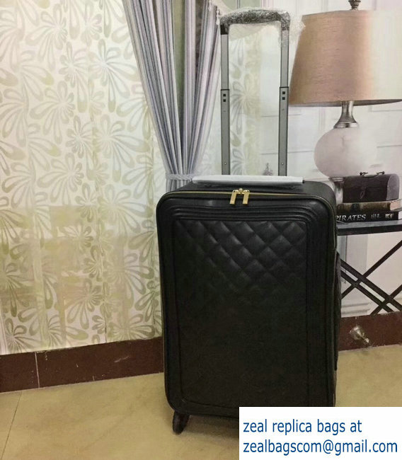 Chanel Quilting Trolley Travel Luggage Bag Black