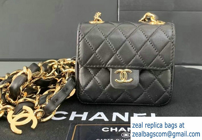 Chanel Vintage Belt Fanny Pack Waist Mini Bag Black