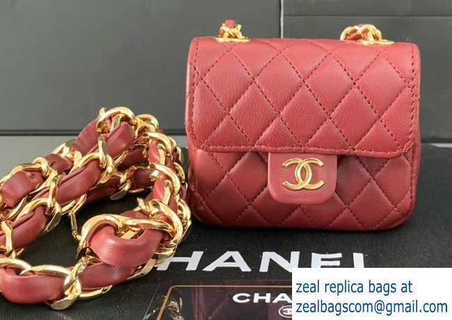 Chanel Vintage Belt Fanny Pack Waist Mini Bag Dark Red