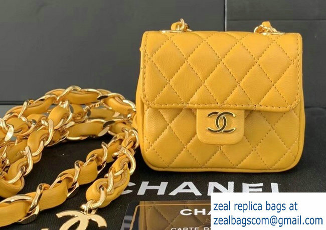 Chanel Vintage Belt Fanny Pack Waist Mini Bag Yellow