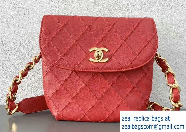 Chanel Vintage Belt Quilted Fanny Pack Waist Bag Red