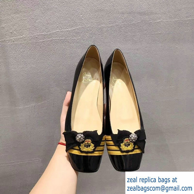 Christian Louboutin Stripe Flats Patent Black