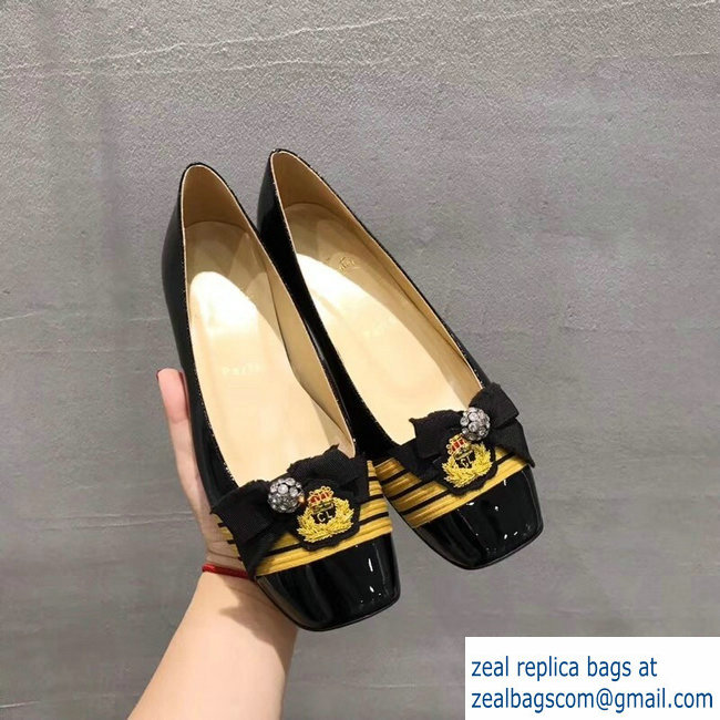 Christian Louboutin Stripe Flats Patent Black