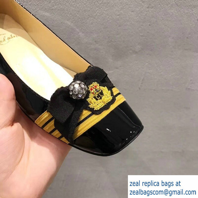 Christian Louboutin Stripe Flats Patent Black