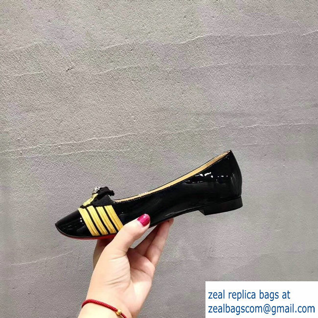 Christian Louboutin Stripe Flats Patent Black