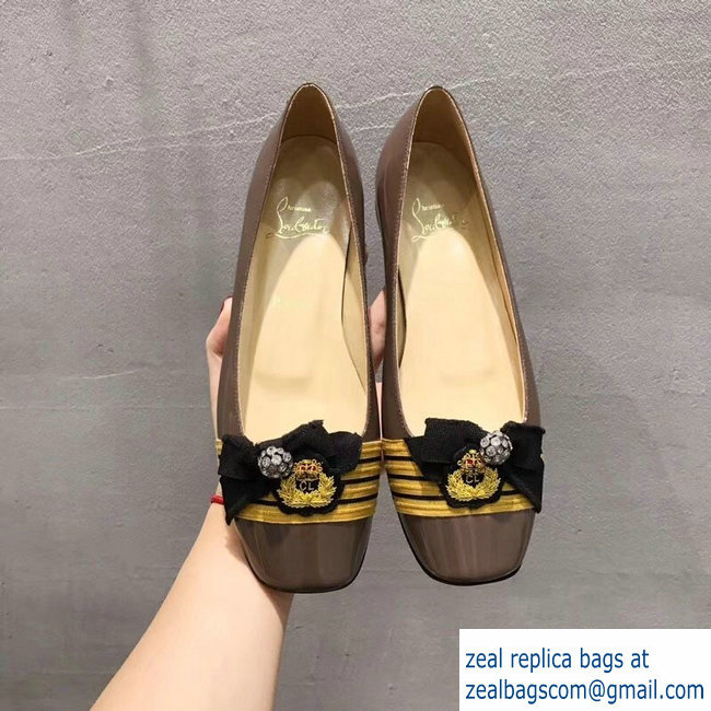 Christian Louboutin Stripe Flats Patent Camel
