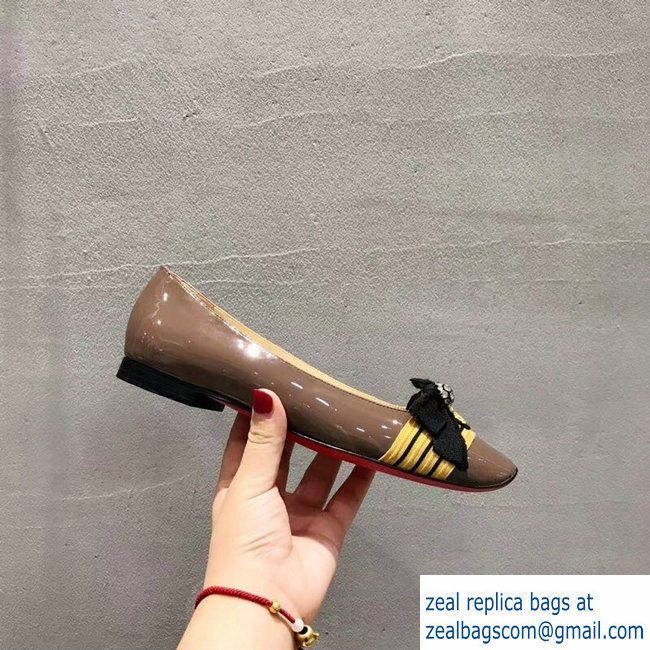 Christian Louboutin Stripe Flats Patent Camel