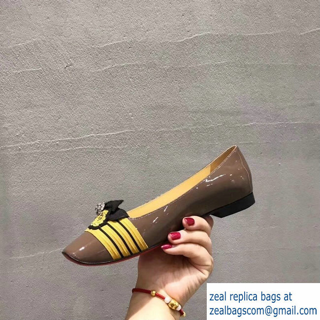 Christian Louboutin Stripe Flats Patent Camel