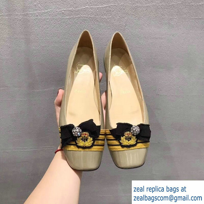 Christian Louboutin Stripe Flats Patent Nude