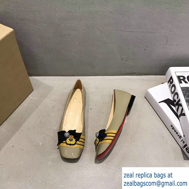 Christian Louboutin Stripe Flats Patent Nude
