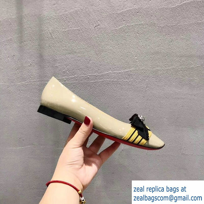 Christian Louboutin Stripe Flats Patent Nude
