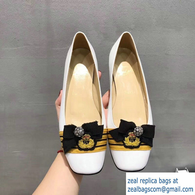 Christian Louboutin Stripe Flats Patent White