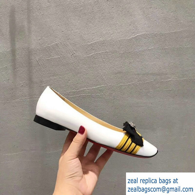 Christian Louboutin Stripe Flats Patent White