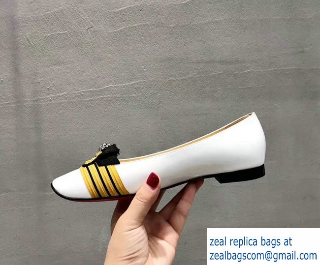 Christian Louboutin Stripe Flats Patent White