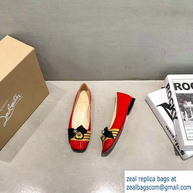 Christian Louboutin Stripe Flats Patent red